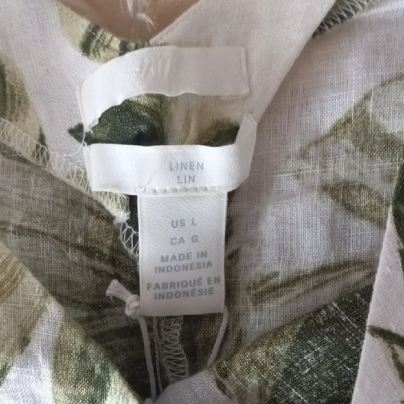 H&M Printed Linen Button Tank sz L - Picture 7 of 9